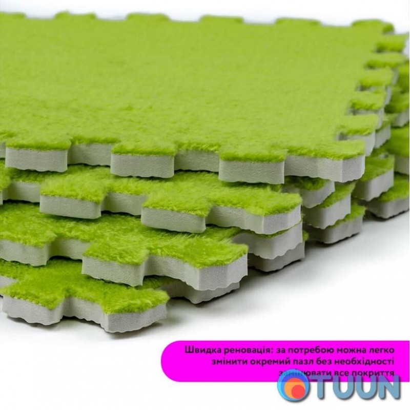 Пол-пазл плюшевый САЛАТОВЫЙ 30*30*1cm (D) SW-00002094