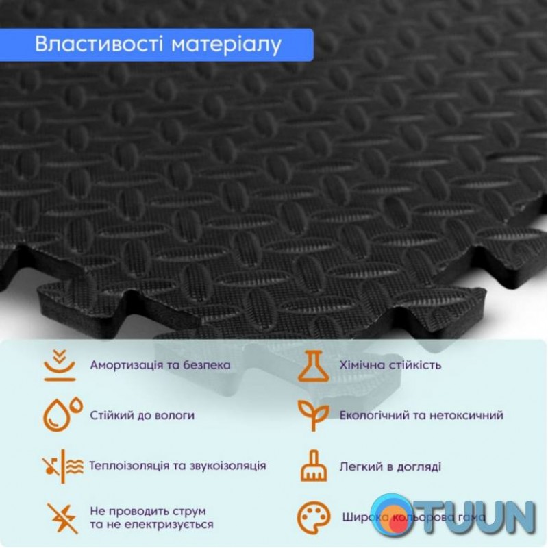 Пол пазл - модульное напольное покрытие черное 600x600x10мм (МР15) SW-00001169