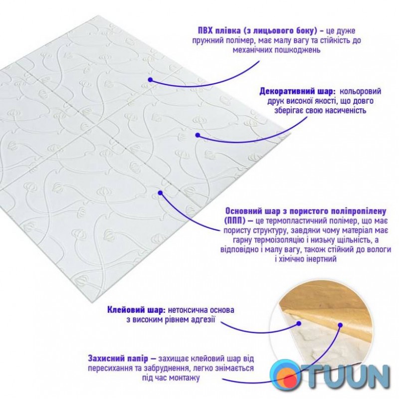 Panel 3D WHITE 700*700*6mm (D) SW-00001958