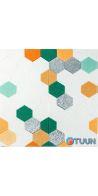 3D wall panel 700x700x4mm green-yellow mosaic (D) SW-00002015