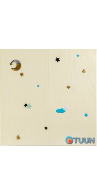 3D wall panel 700*700*4mm stars and moon on beige background (D) SW-00001971