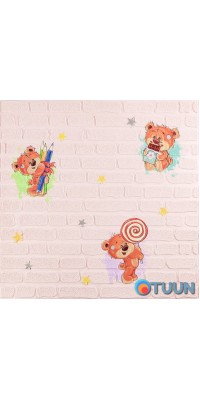 3D wall panel 700*700*4mm bears on a pink background (D) SW-00001974