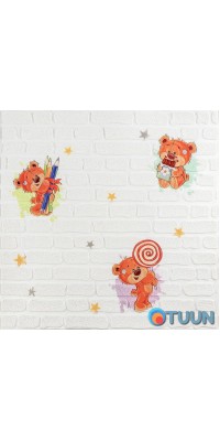 3D wall panel 700*700*4mm bears on a white background (D) SW-00001975