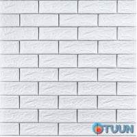 Самоклеюча 3D панель цегла біла смужка срібло 700х770х5мм (100-5) SW-00000753