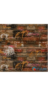 Decorative 3D panel self-adhesive under orange brick graffiti 700x770x6mm (025) SW-00000081