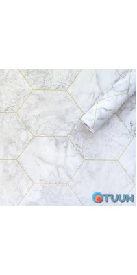 Self-adhesive film gray marble golden honeycomb 0.45x10m SW-00001212