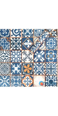 Self-adhesive film on paper base vintage blue mosaic 0.45x10M SW-00000787