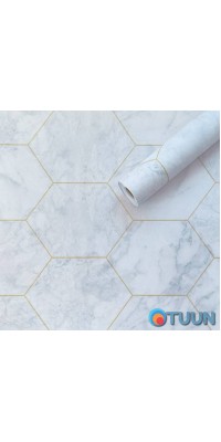 Self-adhesive film malachite marble golden honeycomb 0.45x10m SW-00001214