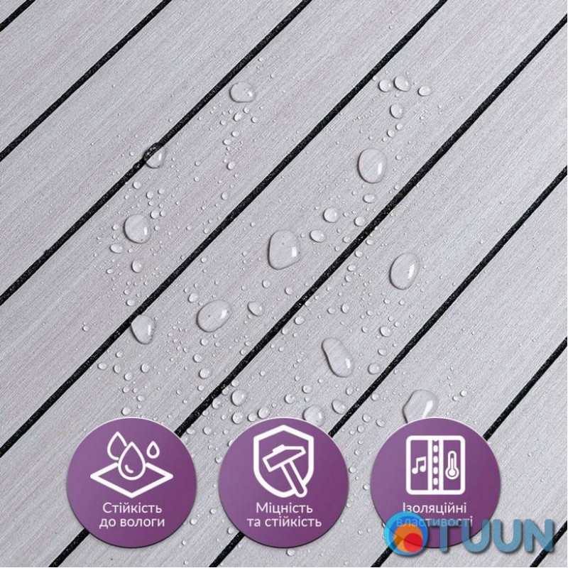 Vinyl self-adhesive coating 3D slats cedar silver 600*600*2.8mm (D) SW-00002198