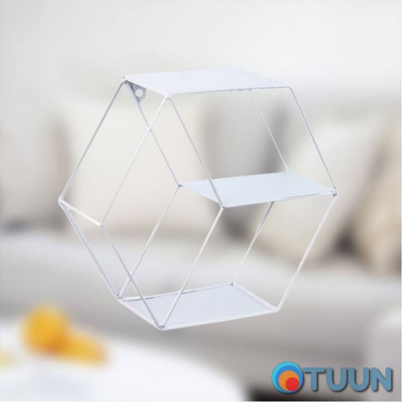 Wall shelf steel white hexagon 290*255*100mm (D) SW-00001637