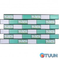 Декоративная ПВХ панель кирпич зеленый орнамент 960х480х4мм SW-00001429