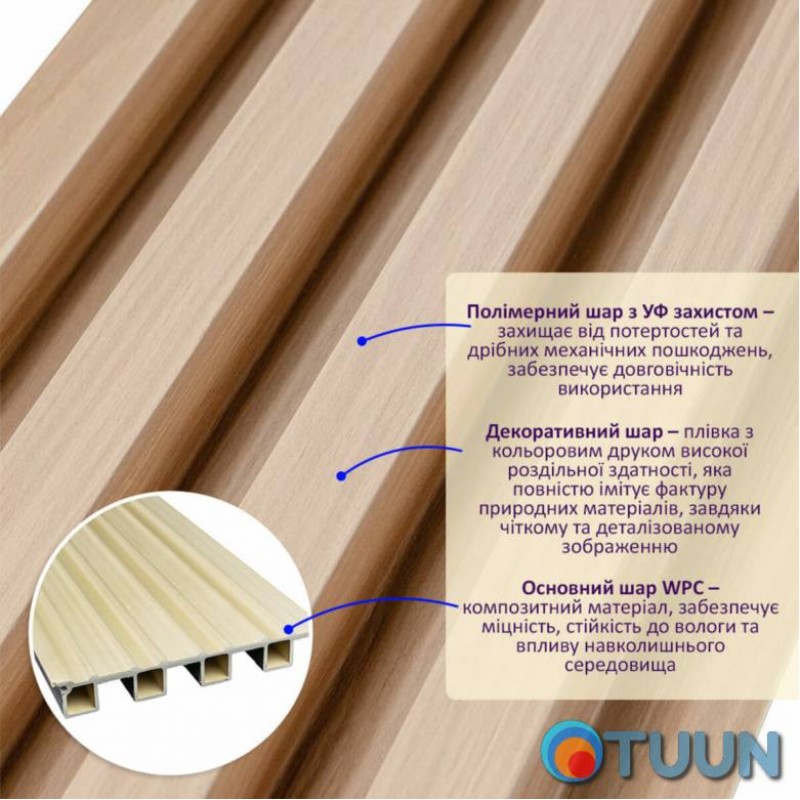 Decorative WPC wall strip oak 3000x160x23mm SW-00001855