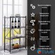 Mobile rack four-tier universal folding stainless steel black 126*72*34cm SW-00002098