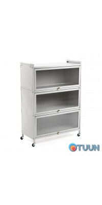 Mobile storage cabinet three-tier folding made of steel light gray 70*36*112.8 cm SW-00002116