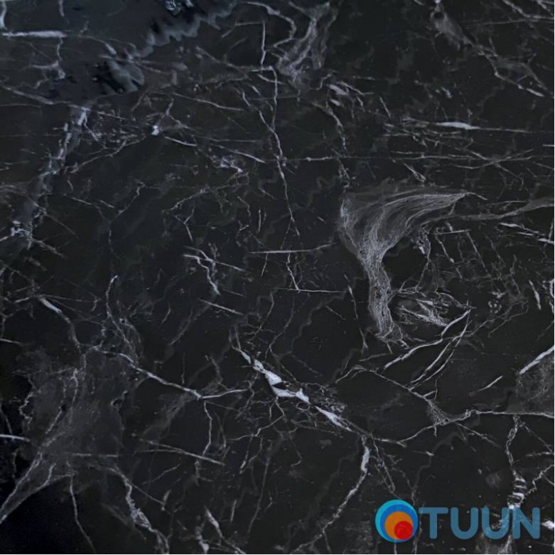 Self-adhesive vinyl tile in a roll black marble 3000x600x2mm Gloss SW-00001289